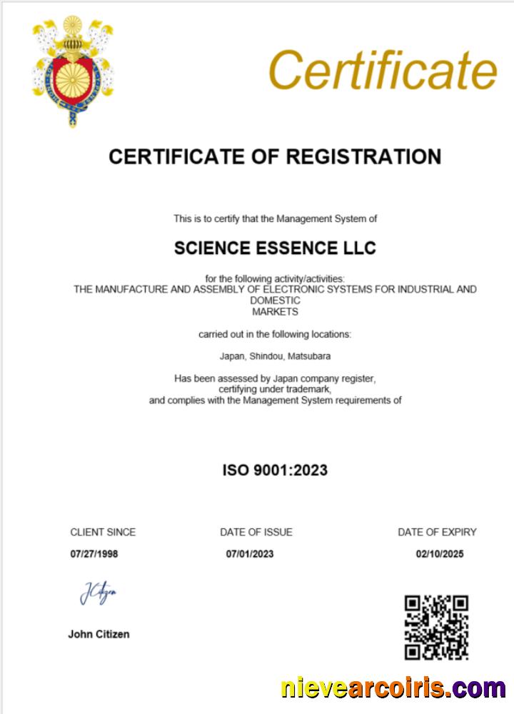 Japan certificate of registration